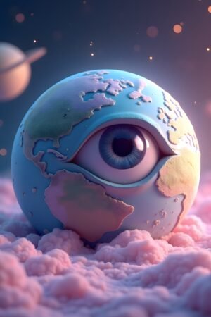 Poster "Dreaming Earth on Pink Clouds"