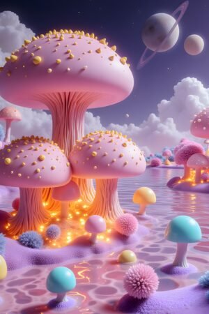 Poster "Psychedelic Mushroom Landscape"