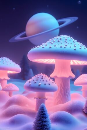 Poster "Glowing Trippy Mushrooms"