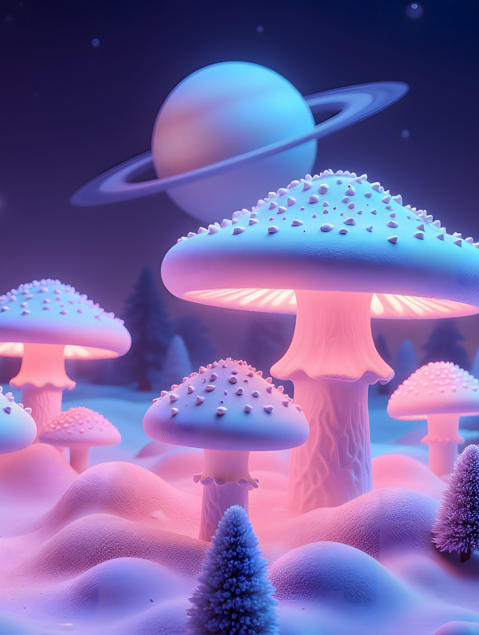 Poster "Glowing Trippy Mushrooms"